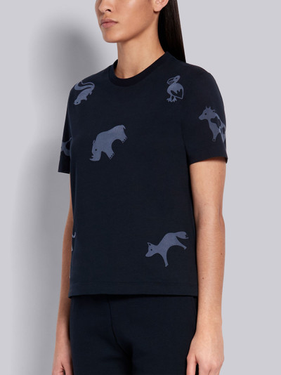 Thom Browne Navy Cotton Jersey Tonal Multi-animal Icon Print Short Sleeve Tee outlook