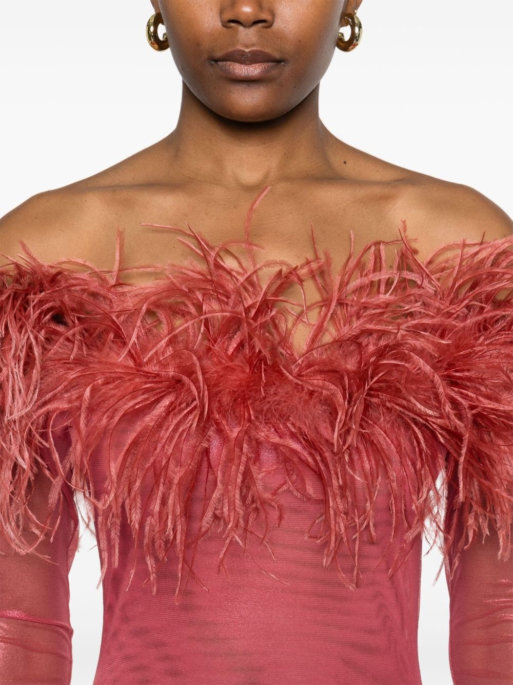 feather-trim mini dress - 5