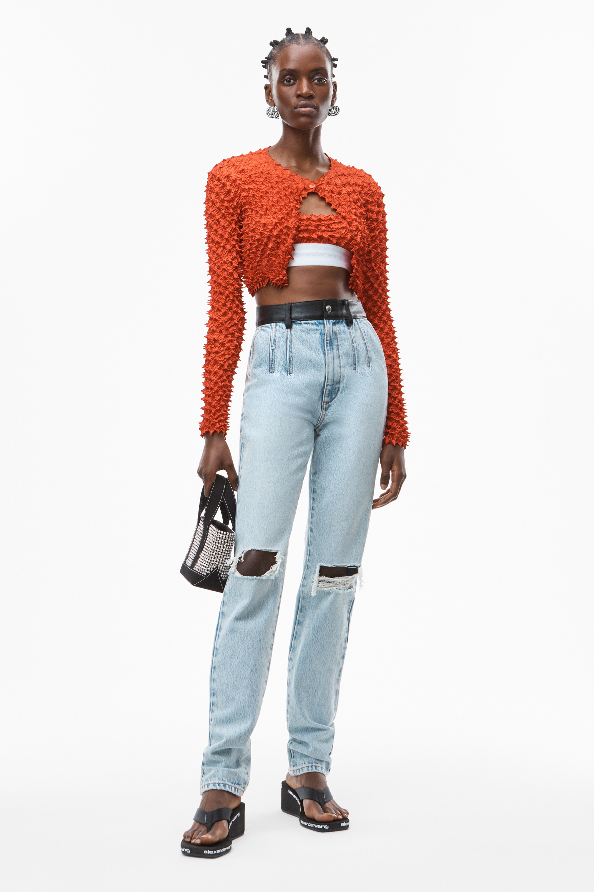 STACKED SLIM CONTRAST JEAN IN LEATHER - 2