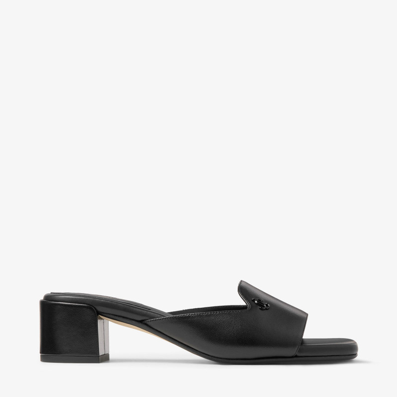 Dina 45 Black Leather Mule Sandals 1