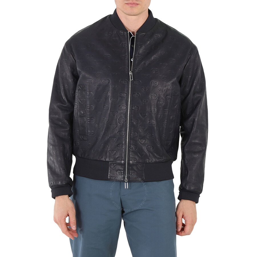 Emporio Armani Men's Black Logo-Embossed Blouson Bomber Jacket - 5