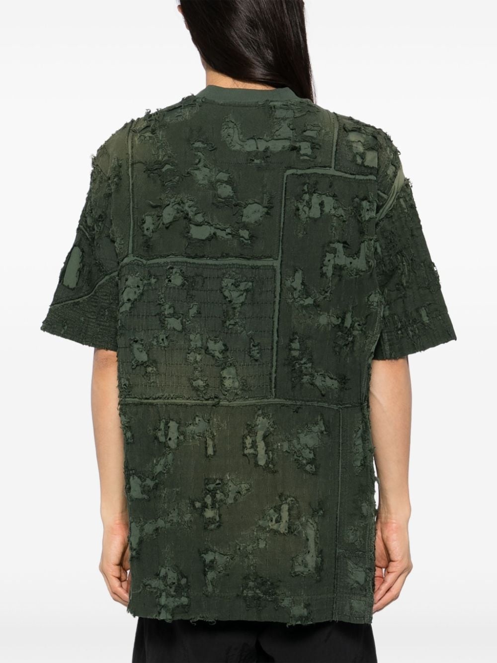 frayed-effect T-shirt - 3