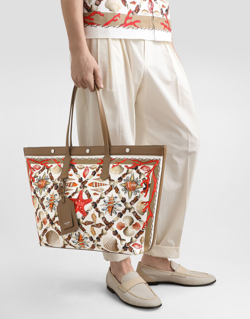 Dolce & Gabbana Shell-print canvas and calfskin atene shopping bag outlook