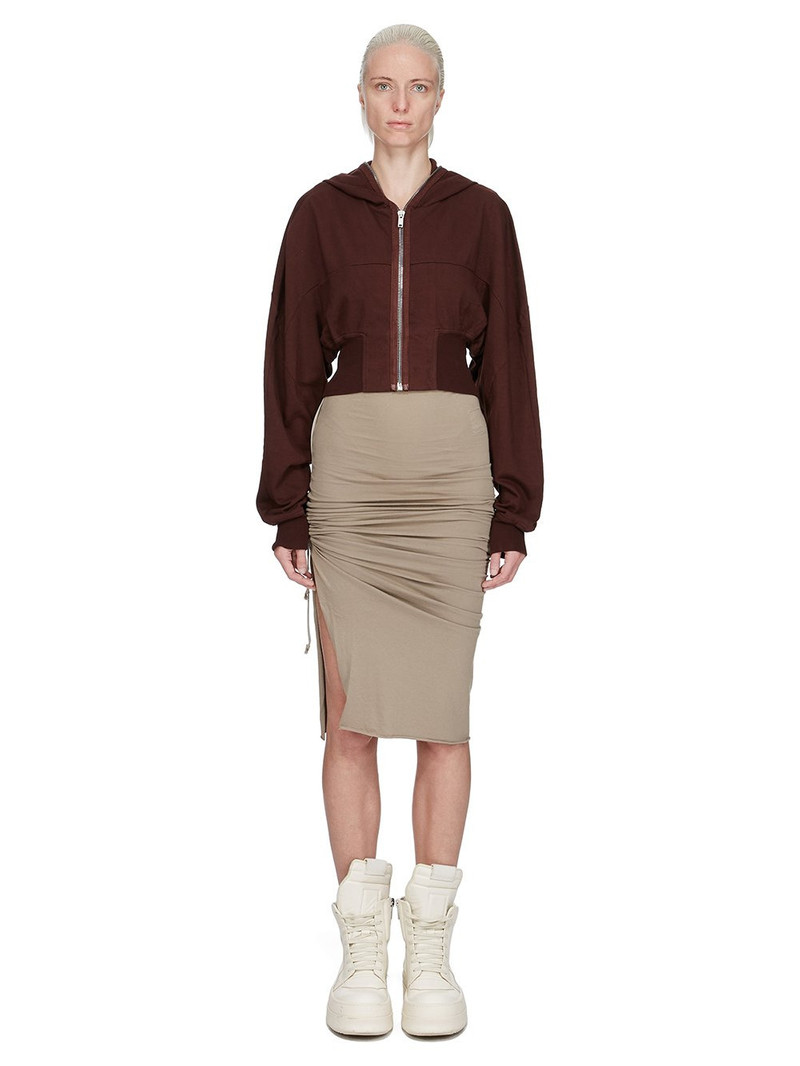 Rick Owens DRKSHDW Taupe Concordians Soft Edfu Knee Midi Skirt outlook