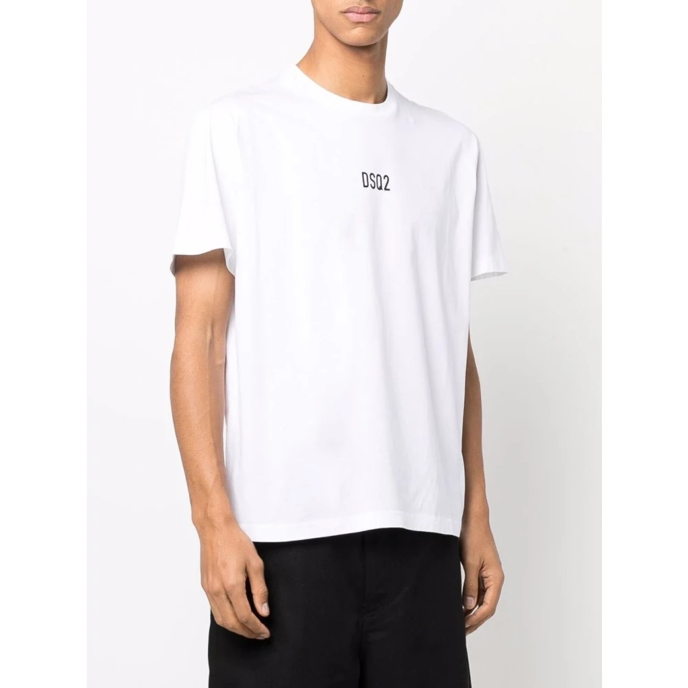 【送料&関税込】Dsquared2 White Round Neck T Shirt With Prin DSQUARED2 WHITE ROUND NECK T-SHIRT WITH PRINTED LOGO