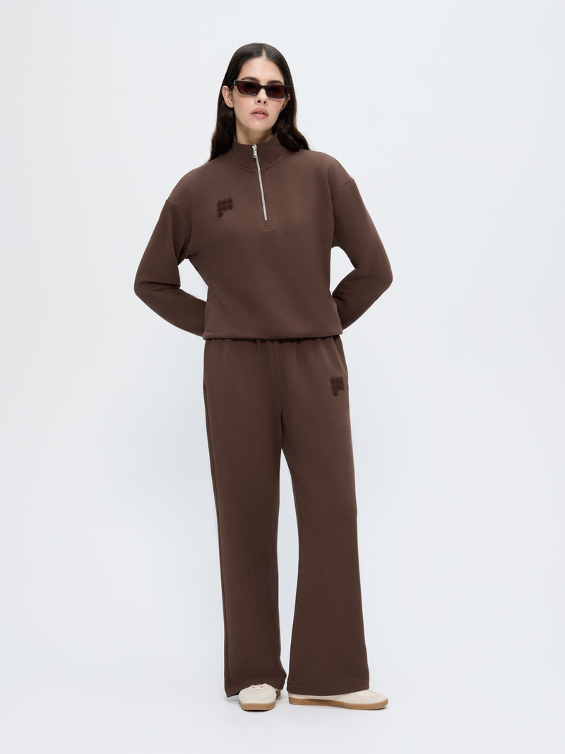 Womens Half Zip Sweatshirt - Mahogany Brown 3