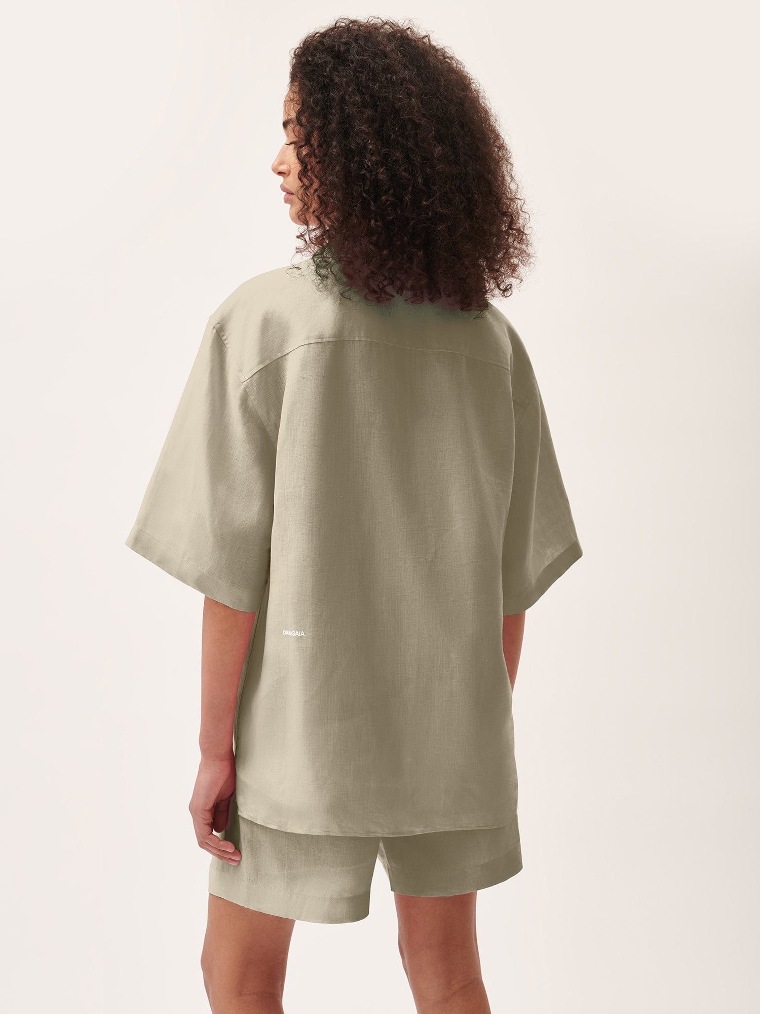 Womens DNA Linen Camp Collar Shirt - Cliff Beige - 3