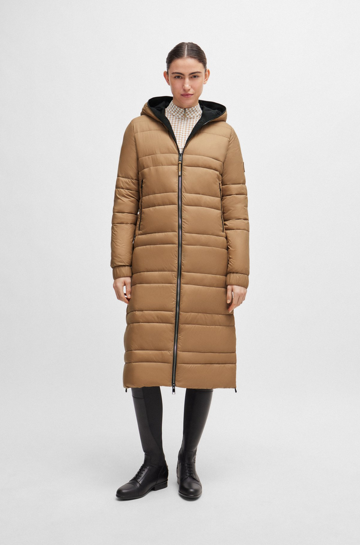 EQUESTRIAN LONG PUFFER JACKET WITH SIDE ZIPS - 3