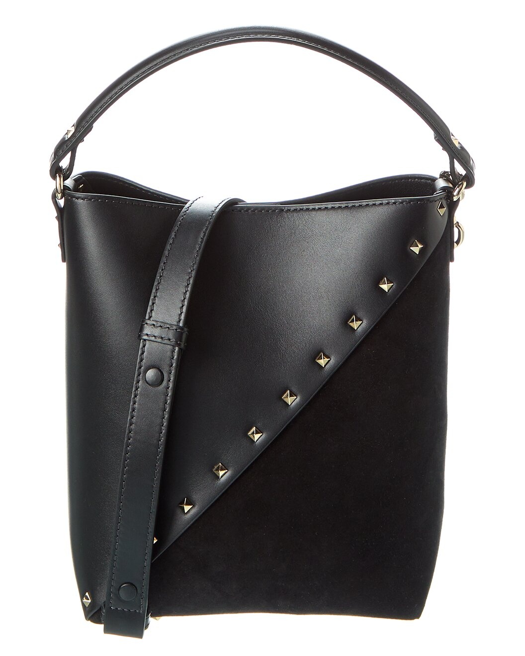 Valentino Rockstud Wispy Leather & Suede Bucket Bag - 1