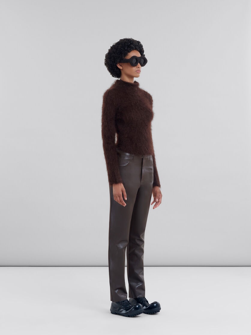 BRUSHED BROWN MOHAIR TURTLENECK - 5