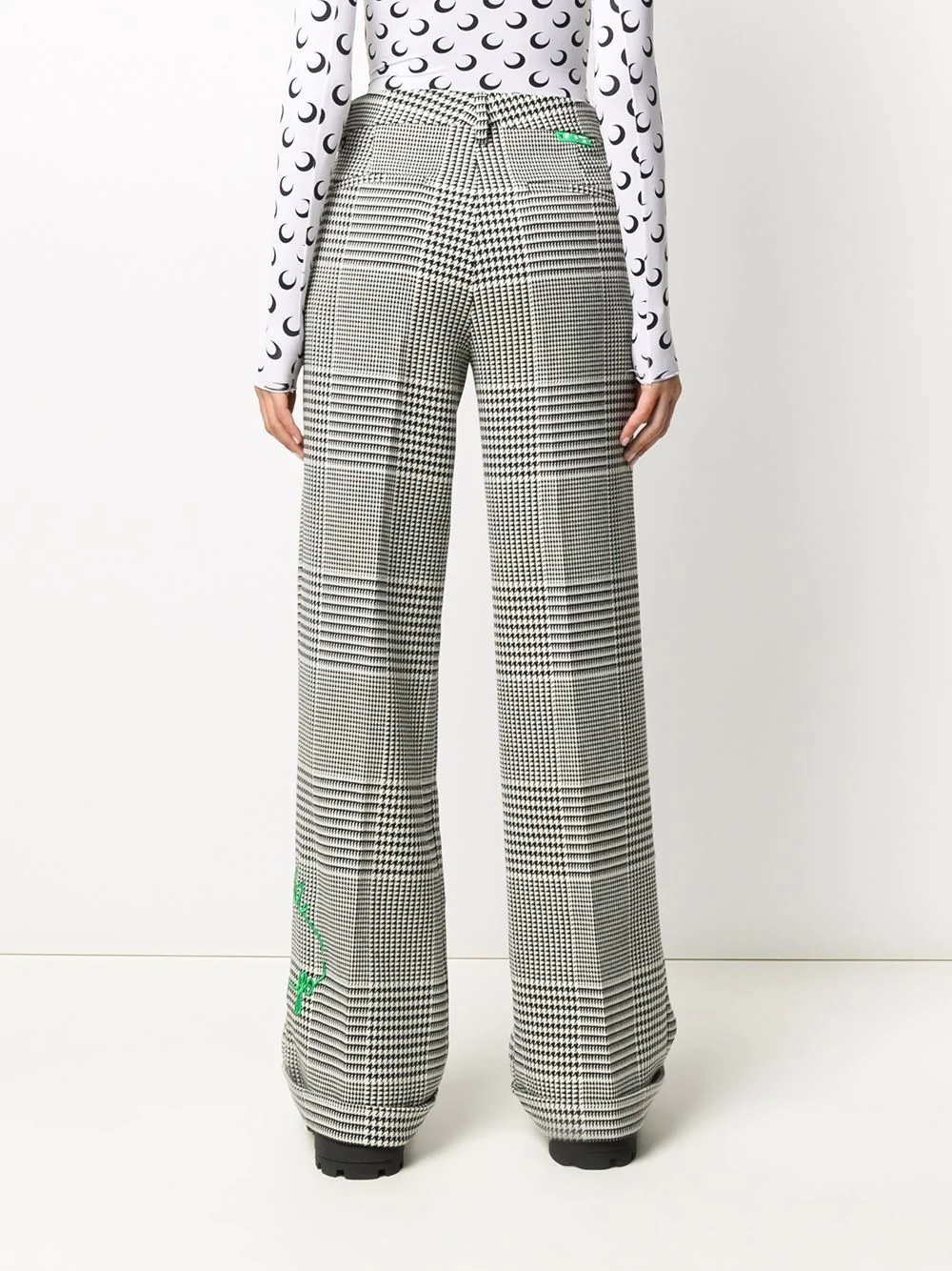 bold check print straight-leg trousers - 4