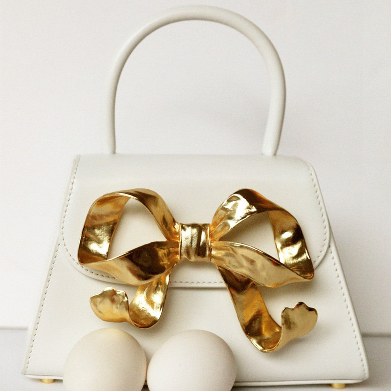 The Bow Mini in White with Gold Hardware 6