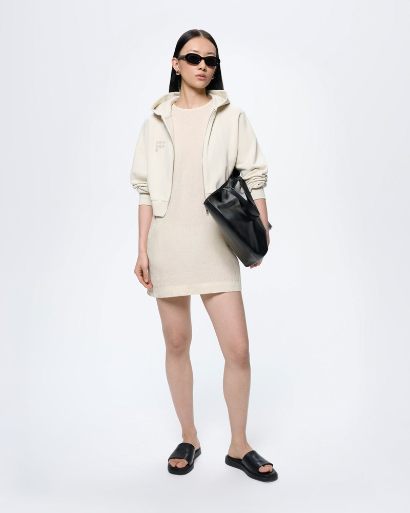 Womens Cropped Zip Up Hoodie - Bone White 3