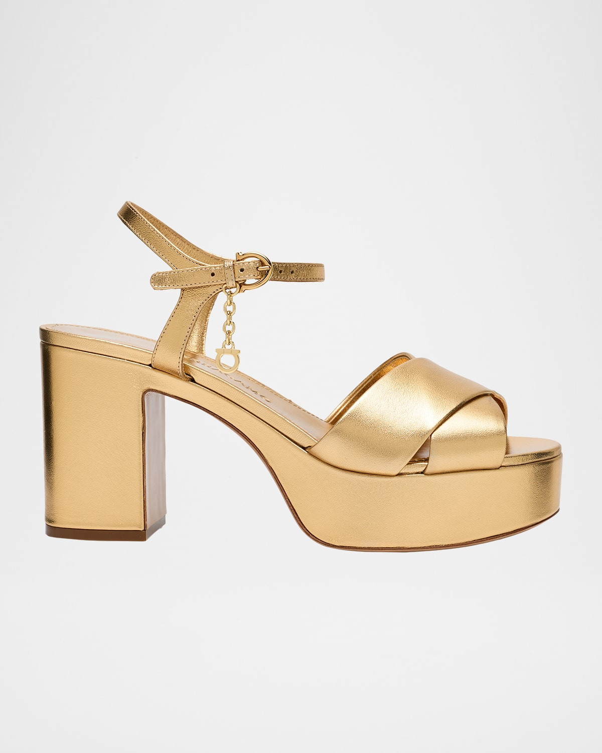 Savia Metallic Leather Platform Sandals - 1