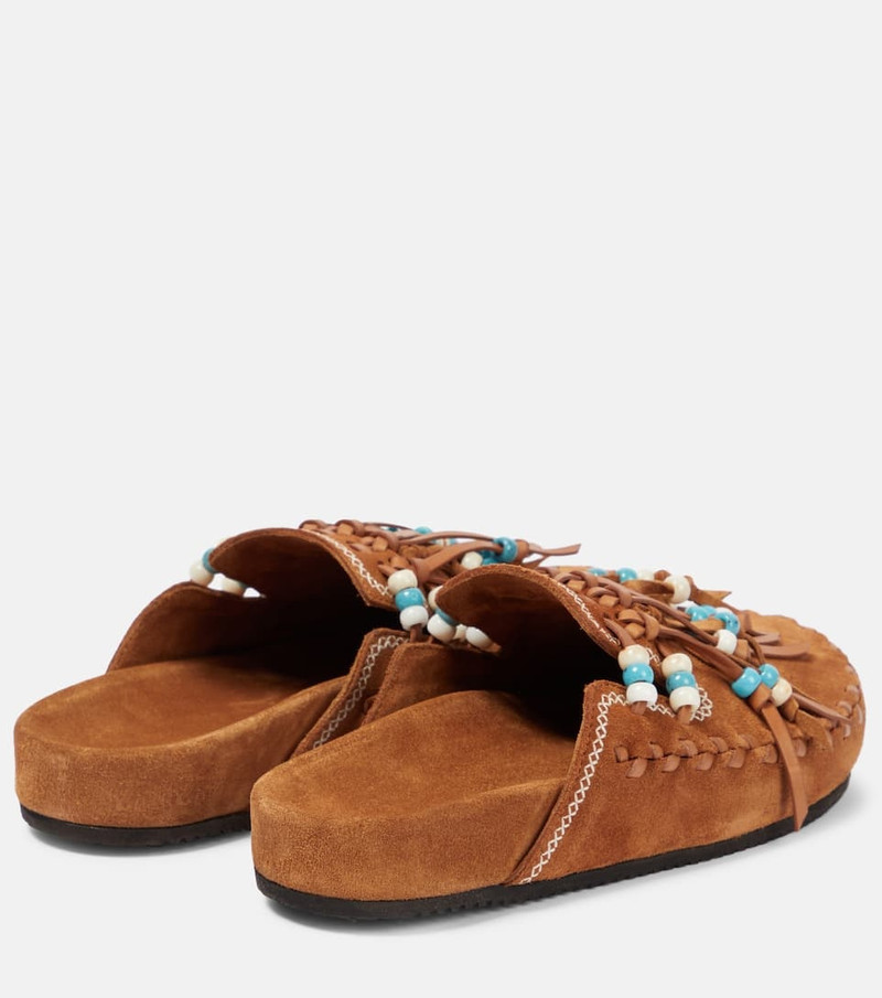 Bead-embellished suede mules 3