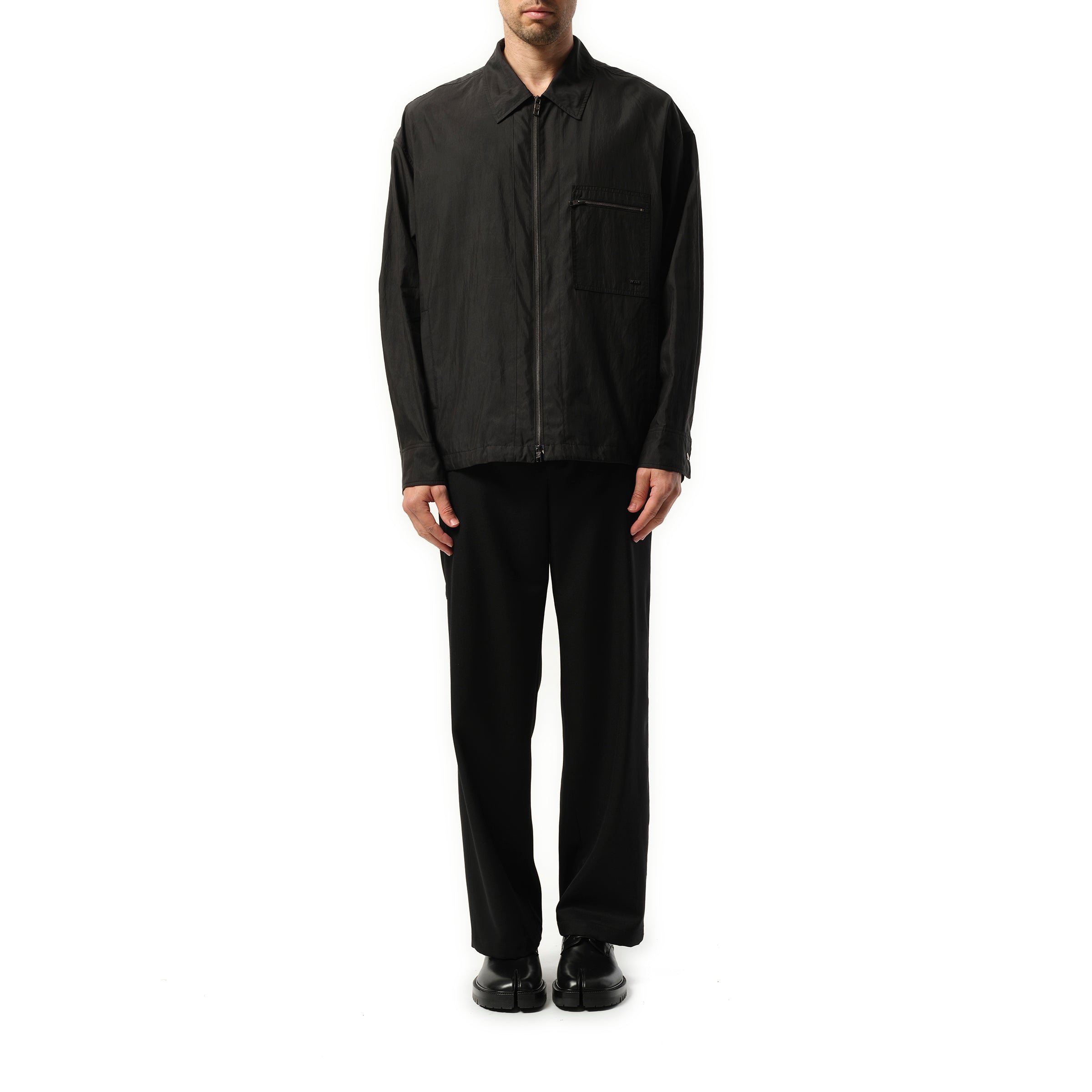 Nylon Zip Shirt in Black - 4