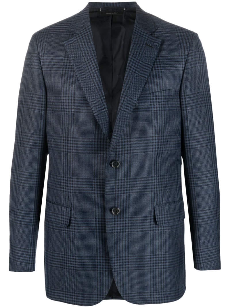 plaid-pattern single-breasted blazer - 1