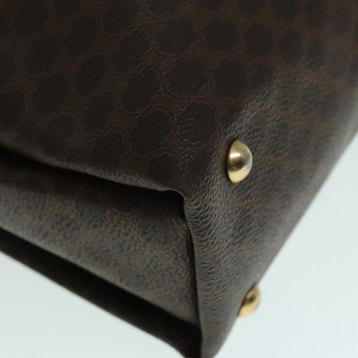 CELINE Macadam Canvas Hand Bag Pvc Leather Brown Gold - 9