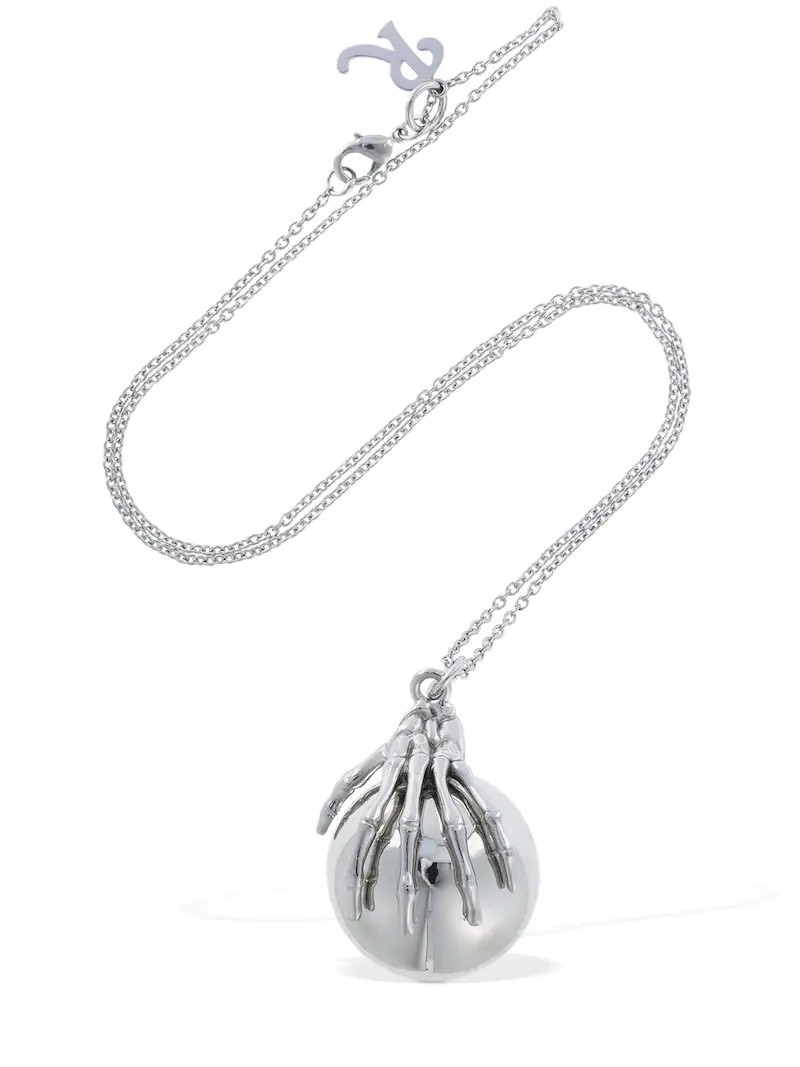 Raf Simons SKELETON HAND HOLDING BALL & R NECKLACE outlook