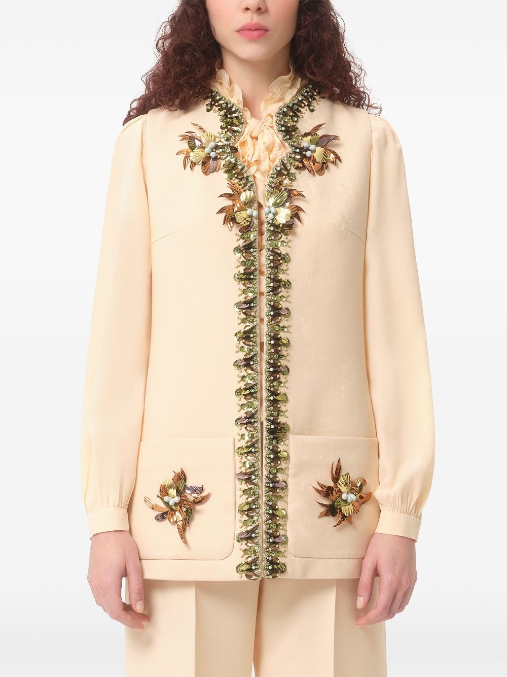 bead-embellished gilet - 3