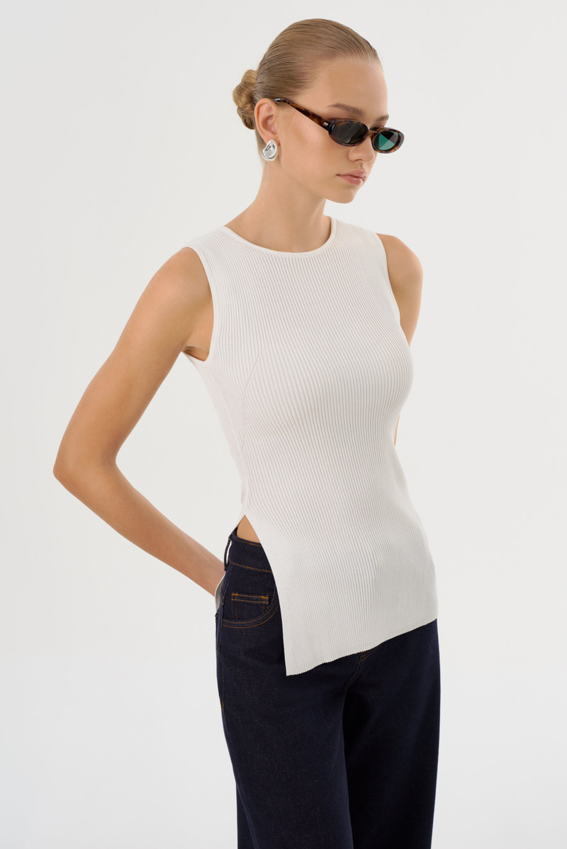 MILOU | Rib Knit Sleeveless Top 1