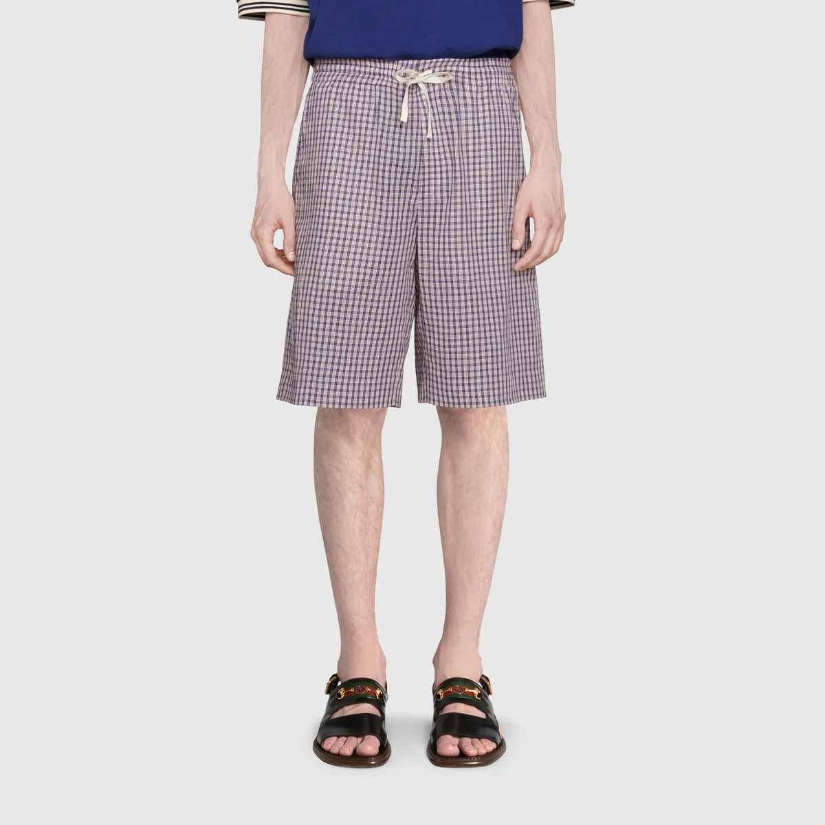 Mini check shorts with Gucci cauliflower - 3