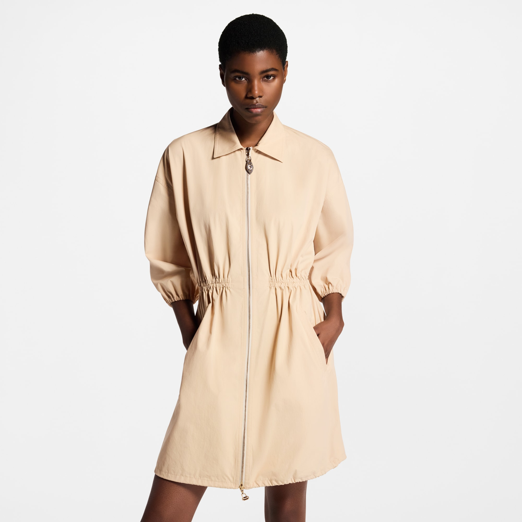 Zipper Front Shirt Dress - 4
