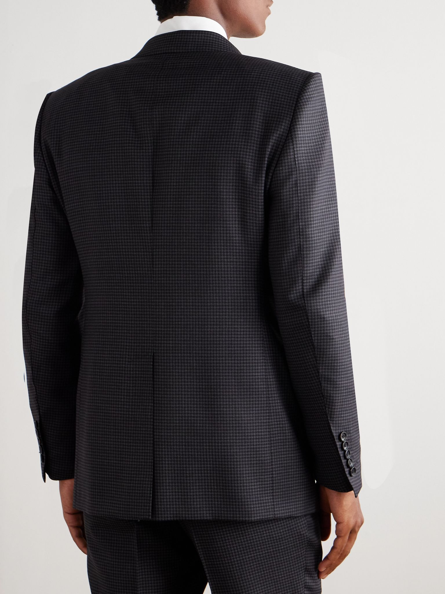 Dyllan Houndstooth Wool-Blend Suit Jacket Gray - 3