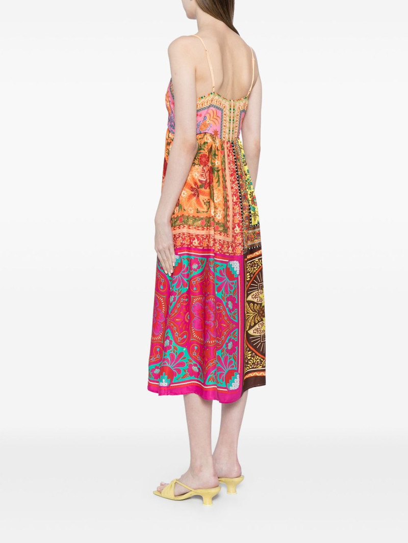 Mixed Scarves-print midi dress 4