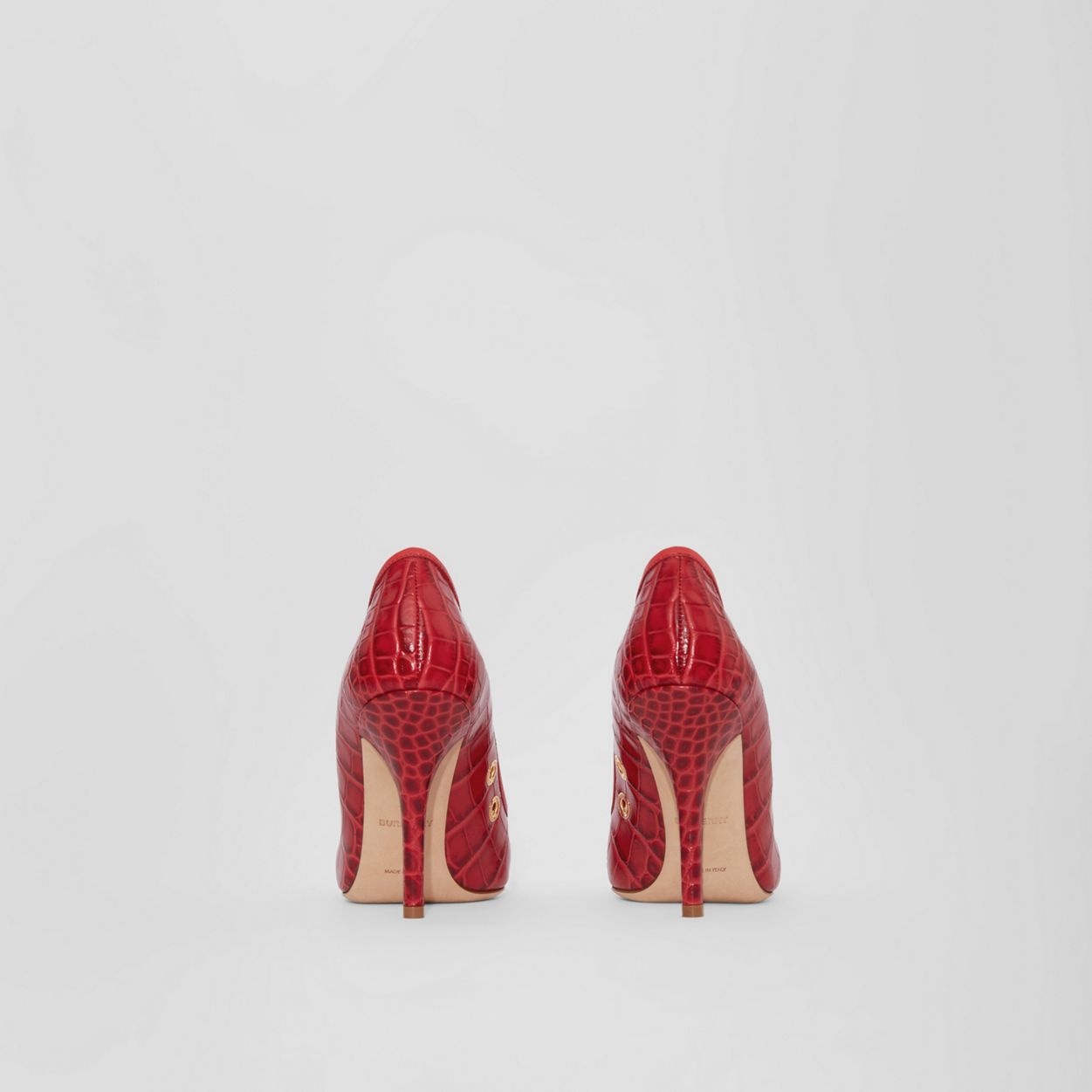 Embossed Leather Point-toe Pumps - 5