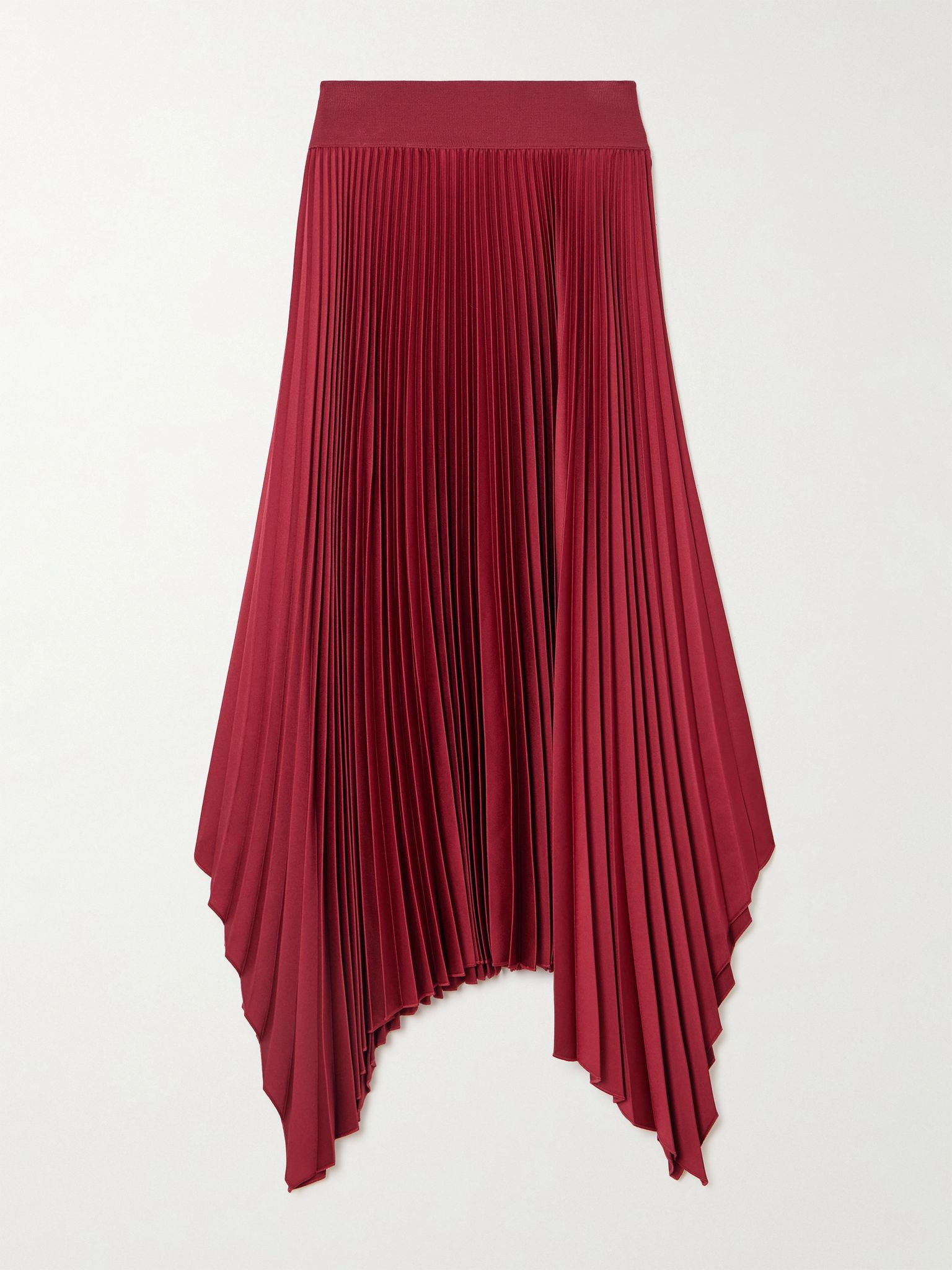 Ade asymmetric recycled plissé-crepe midi skirt Red - 1