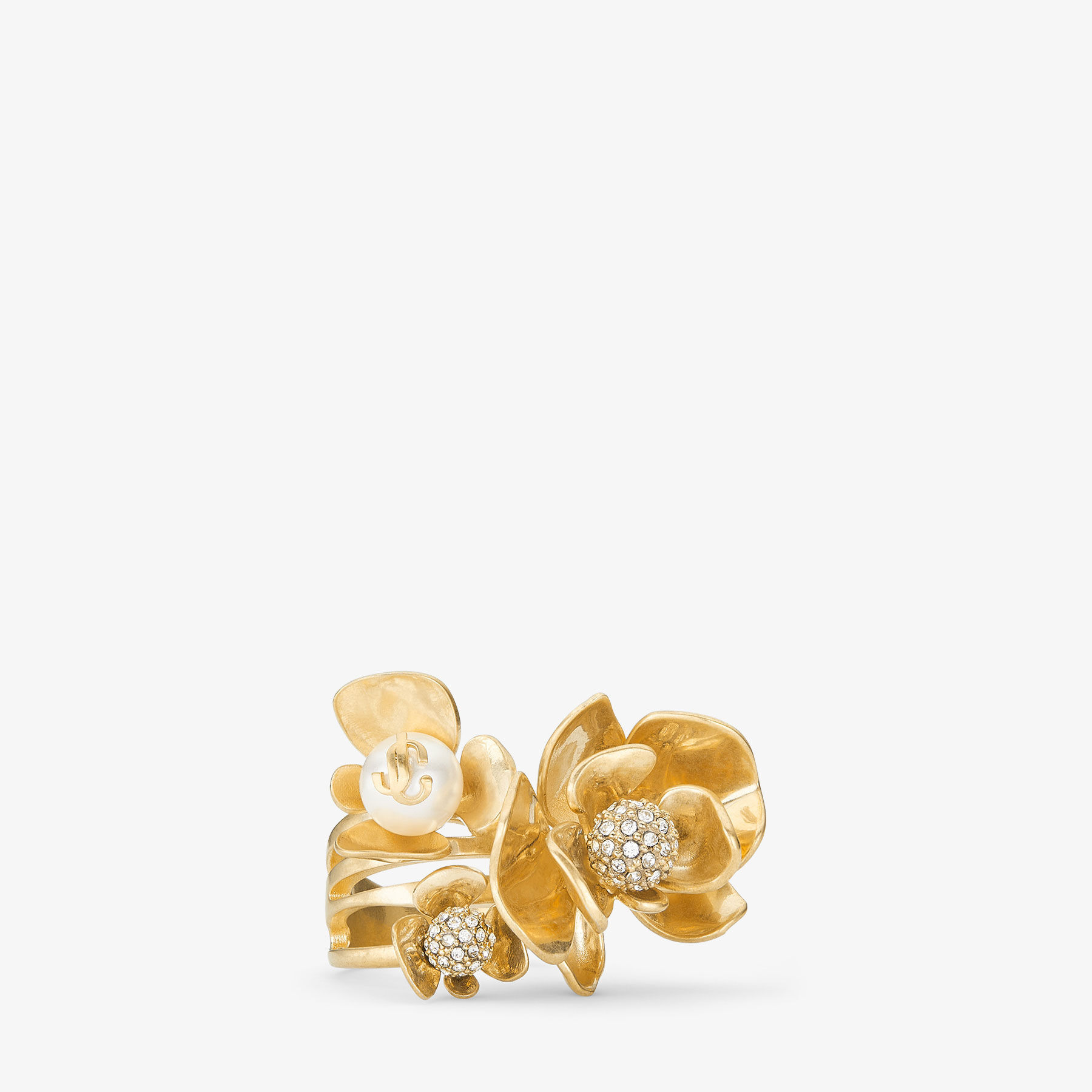 Petal Ring
Gold-Finish Ring with Crystal and Pearl Embellishment - 1