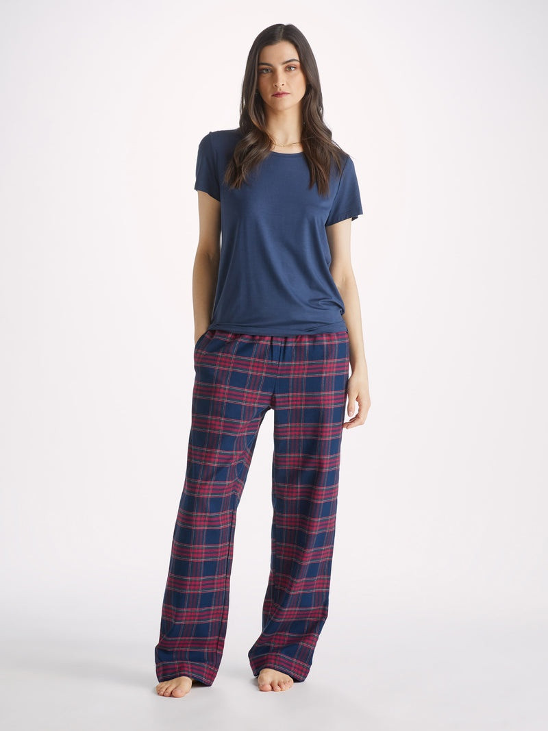 Derek Rose Women's Lounge Trousers Kelburn 36 Brushed Cotton Multi outlook