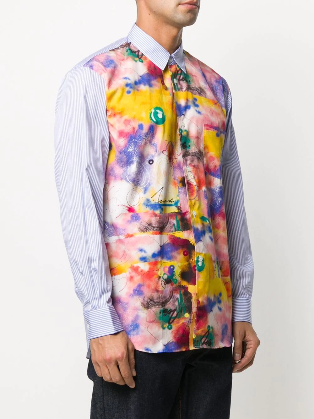 abstract-print panelled shirt - 3