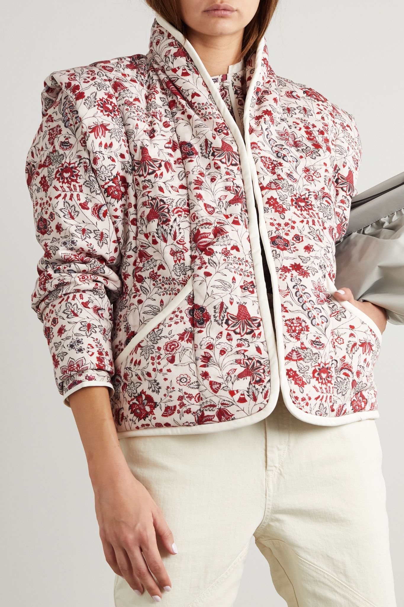 Anissaya convertible faux leather-trimmed quilted floral-print cotton jacket - 3