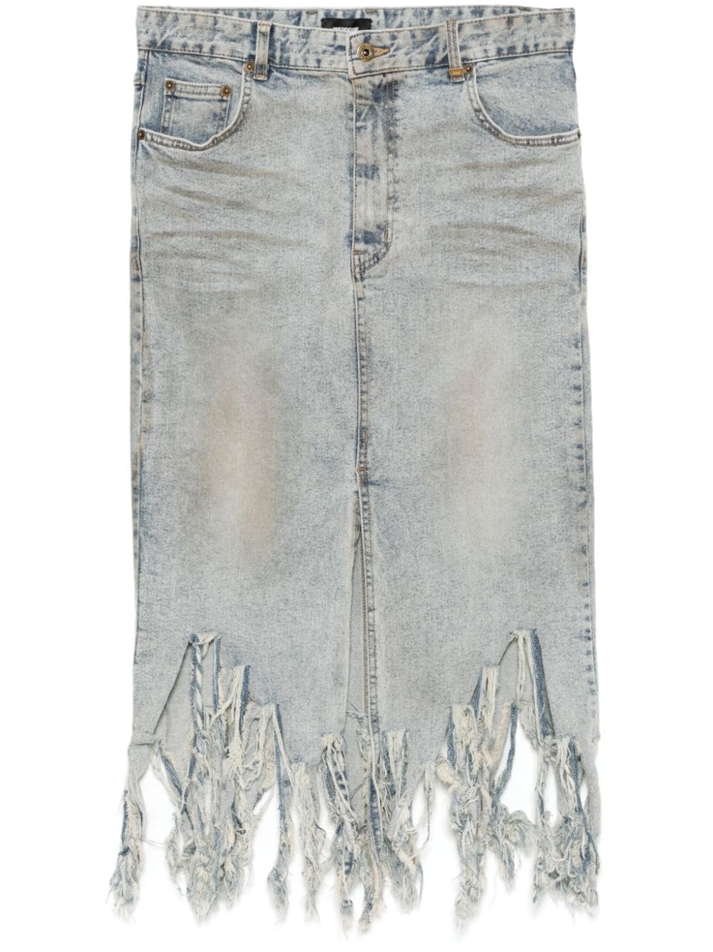 fringed denim skirt - 1