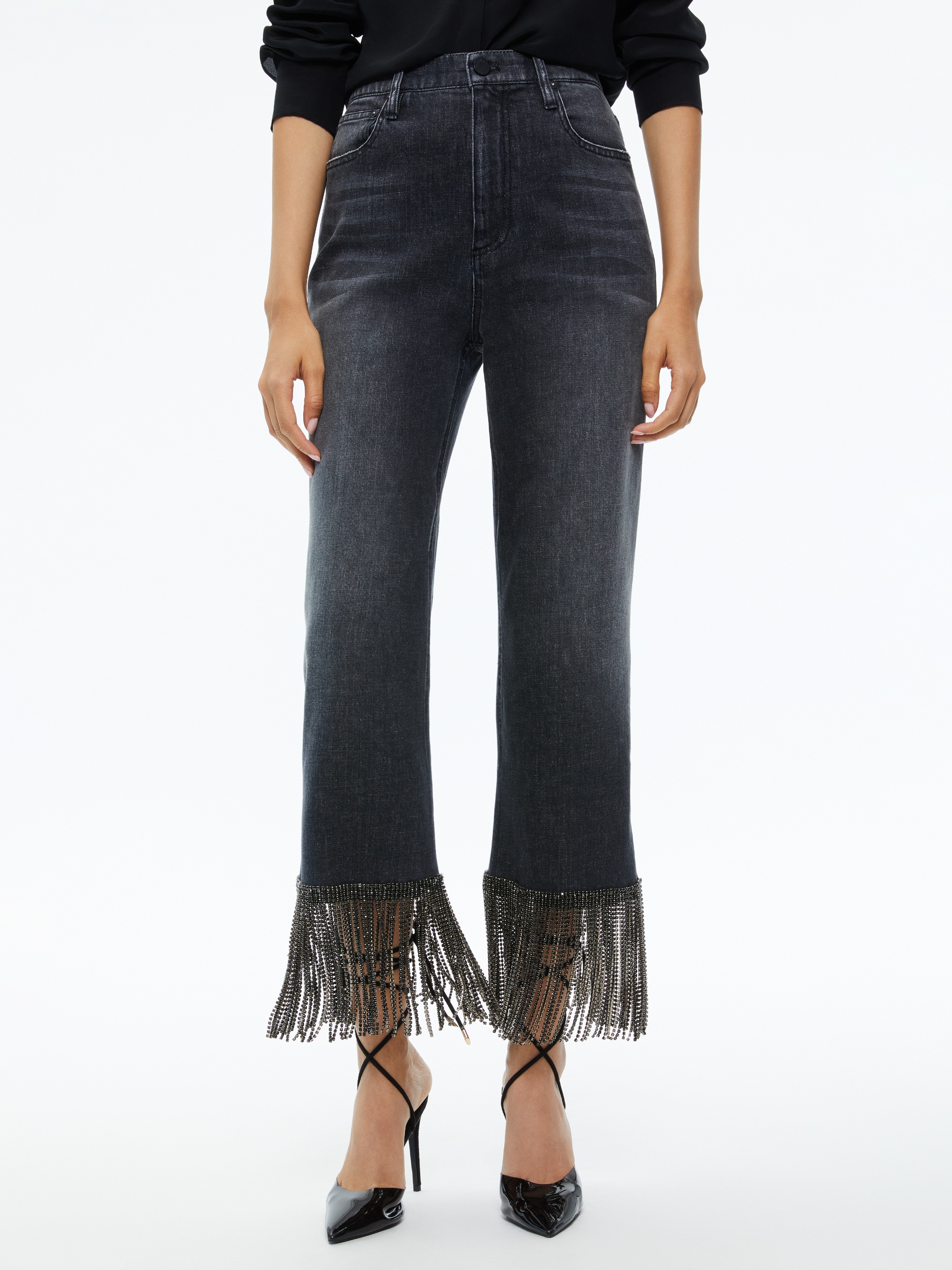 AMAZING CRYSTAL FRINGE HEM JEAN - 2