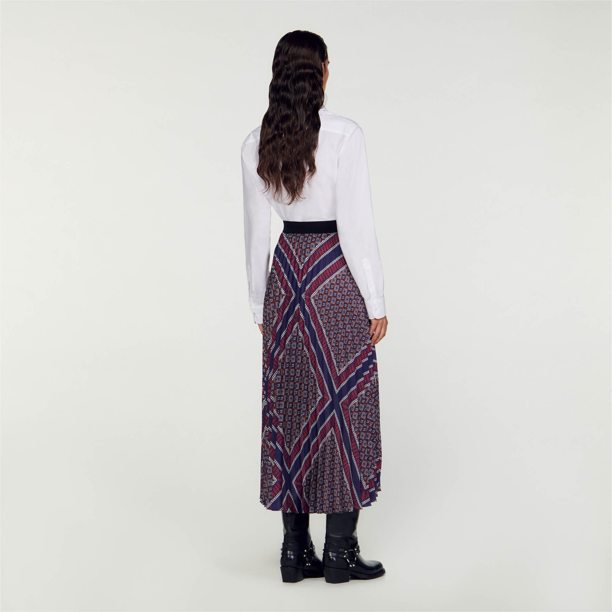 PRINTED PLEATED LONG SKIRT - 6