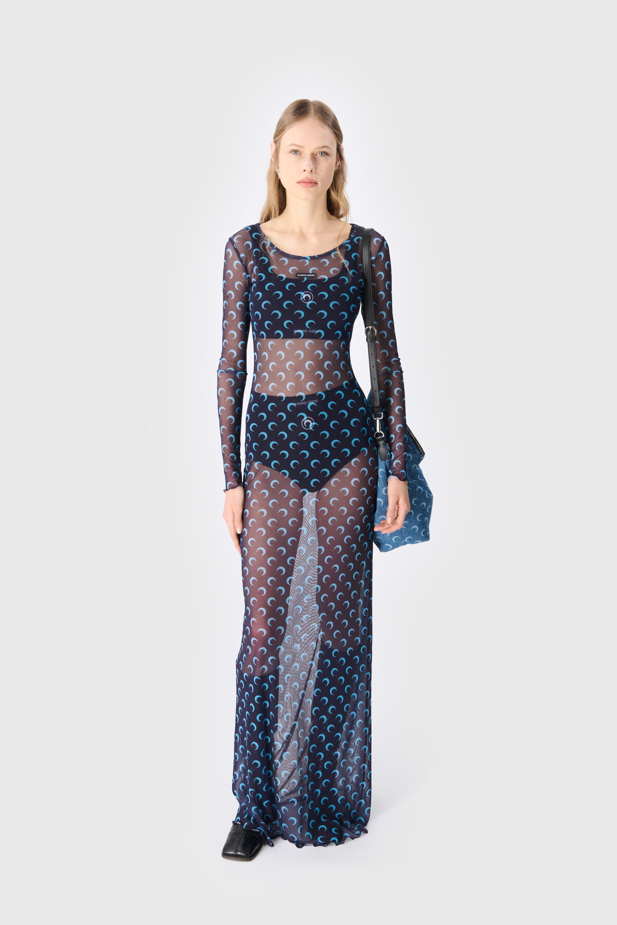 【国内発】MARINE SERRE Regenerated Moon ミディドレス Marine Serre Moon Printed Mesh Panelled Dress | REVERSIBLE