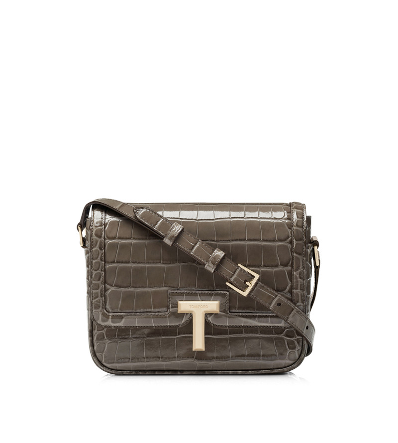 SHINY STAMPED CROCODILE LEATHER WALLIS SMALL SHOULDER BAG 1