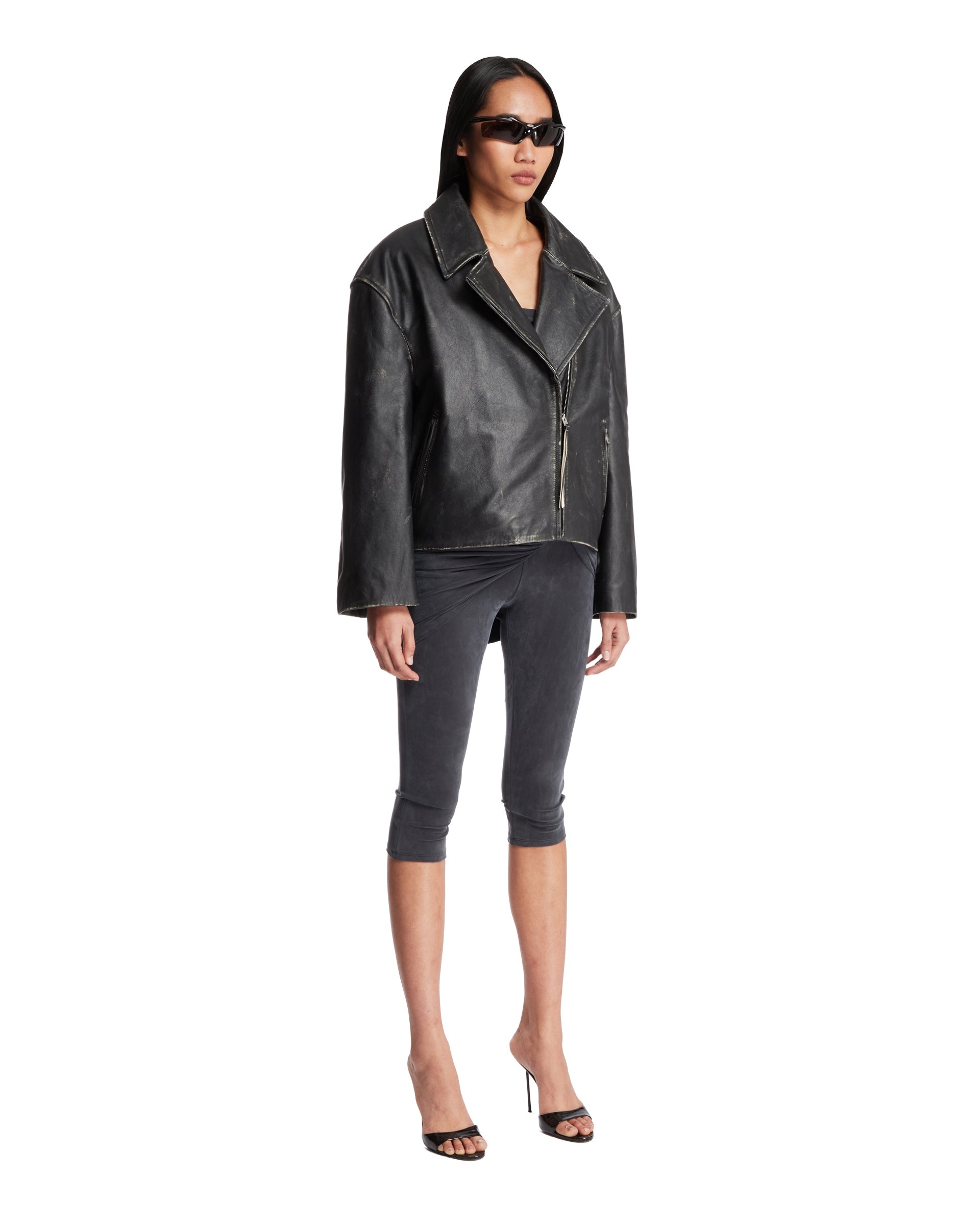Black Oversized Biker Jacket - 4
