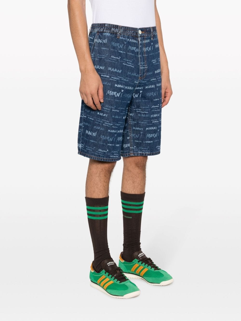 logo-print denim shorts - 3