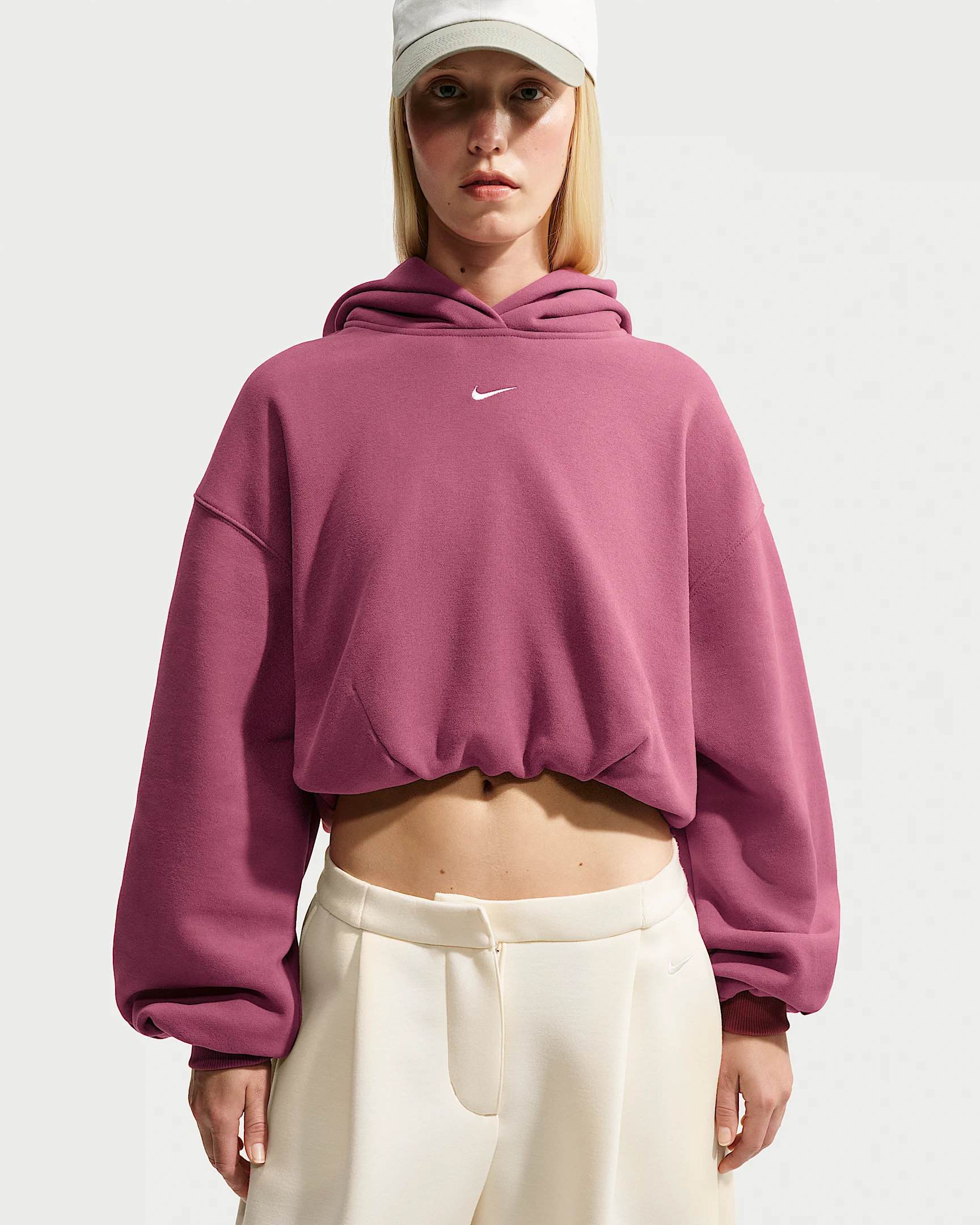 Nike Studio Fleece Medium Weight Women's Oversized Cropped Hoodie - 1