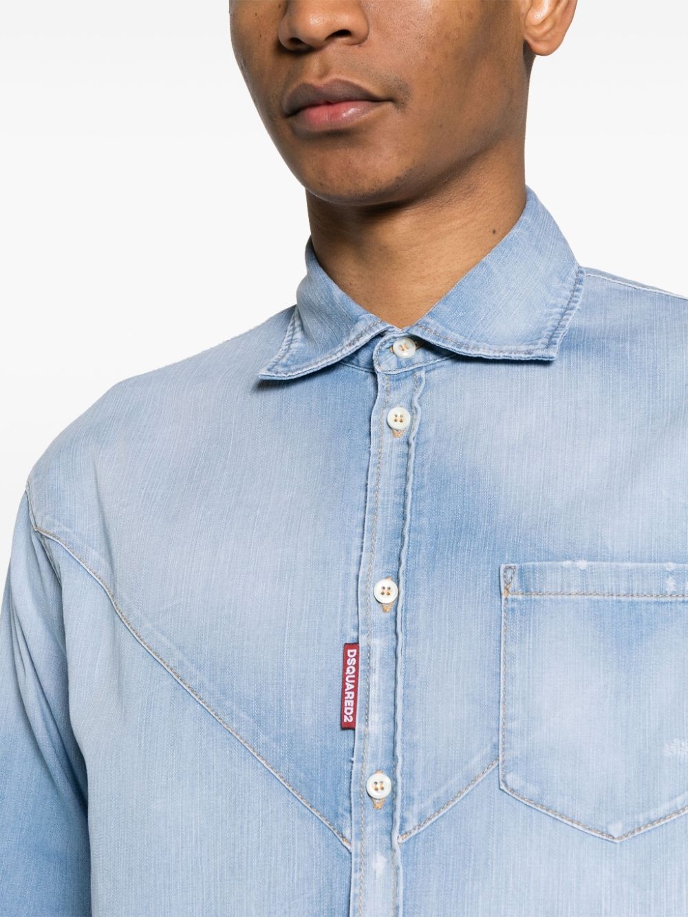 elasticated-waistband denim shirt - 5