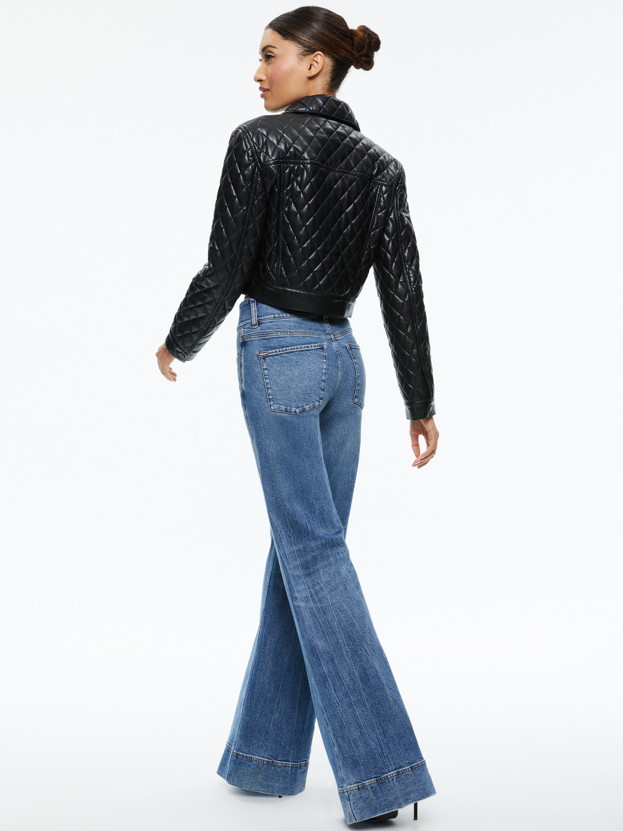 CHLOE QUILTED VEGAN LEATHER CROPPED JACKET - 3