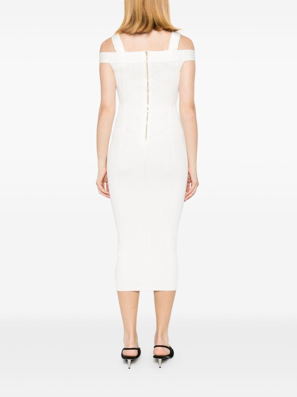 Balmain White knit dress with double straps | thedoublef