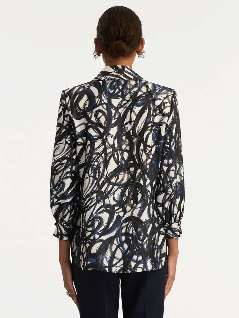 ABSTRACT SKETCH SILK TWILL BLOUSE 4