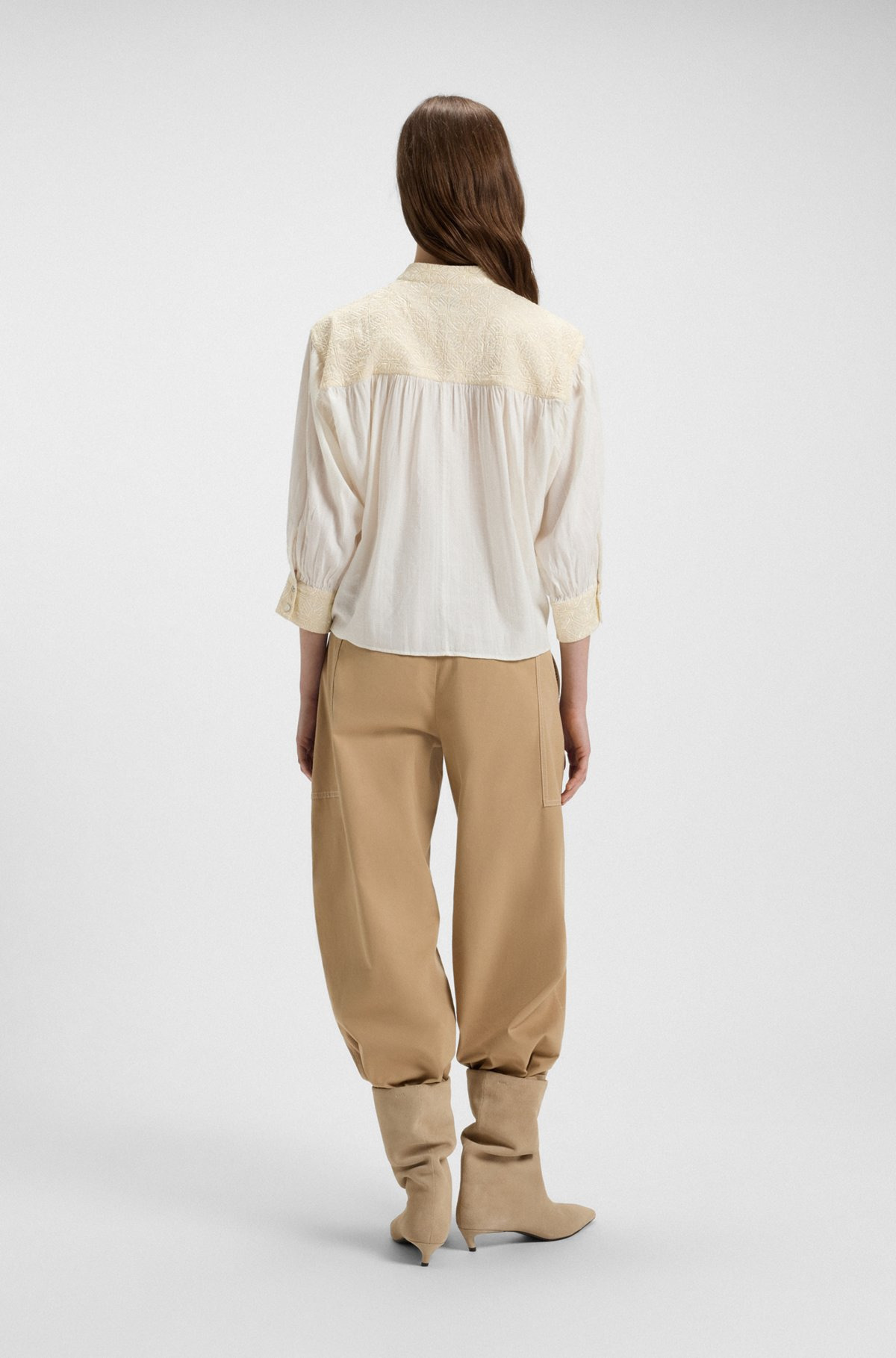 REGULAR-FIT BLOUSE IN DOBBY COTTON VOILE - 5