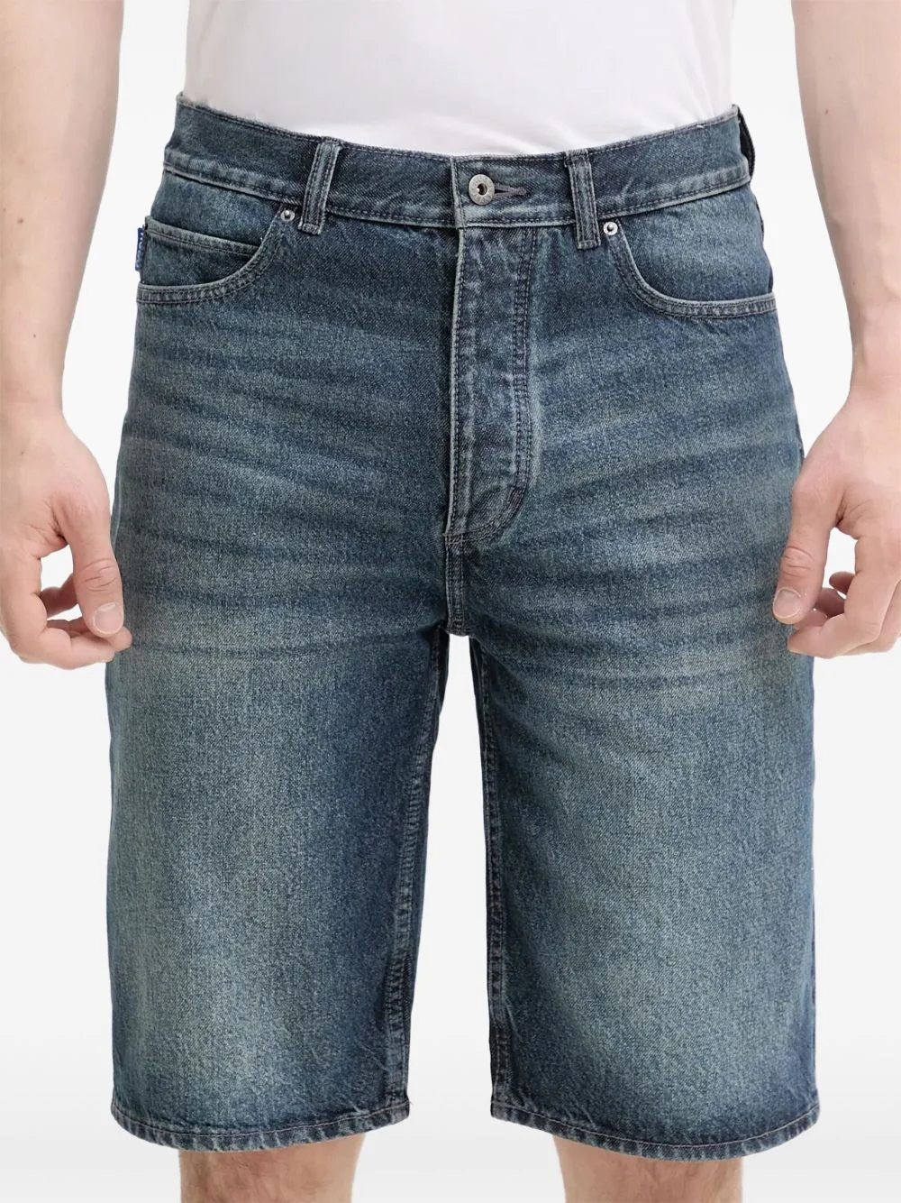 logo-patch denim shorts - 1