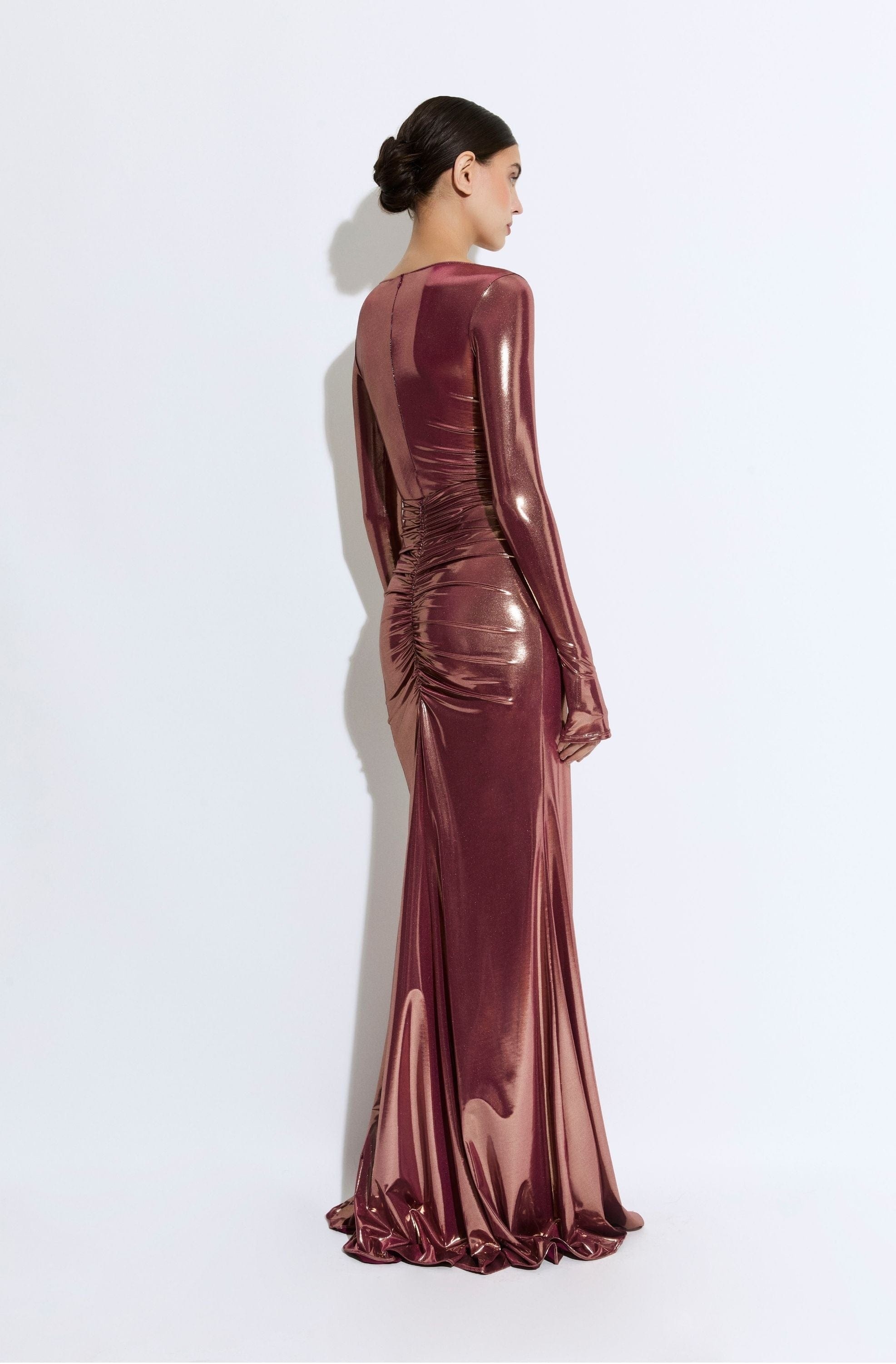 Coated Jersey Ruched Maxi Skirt - 2